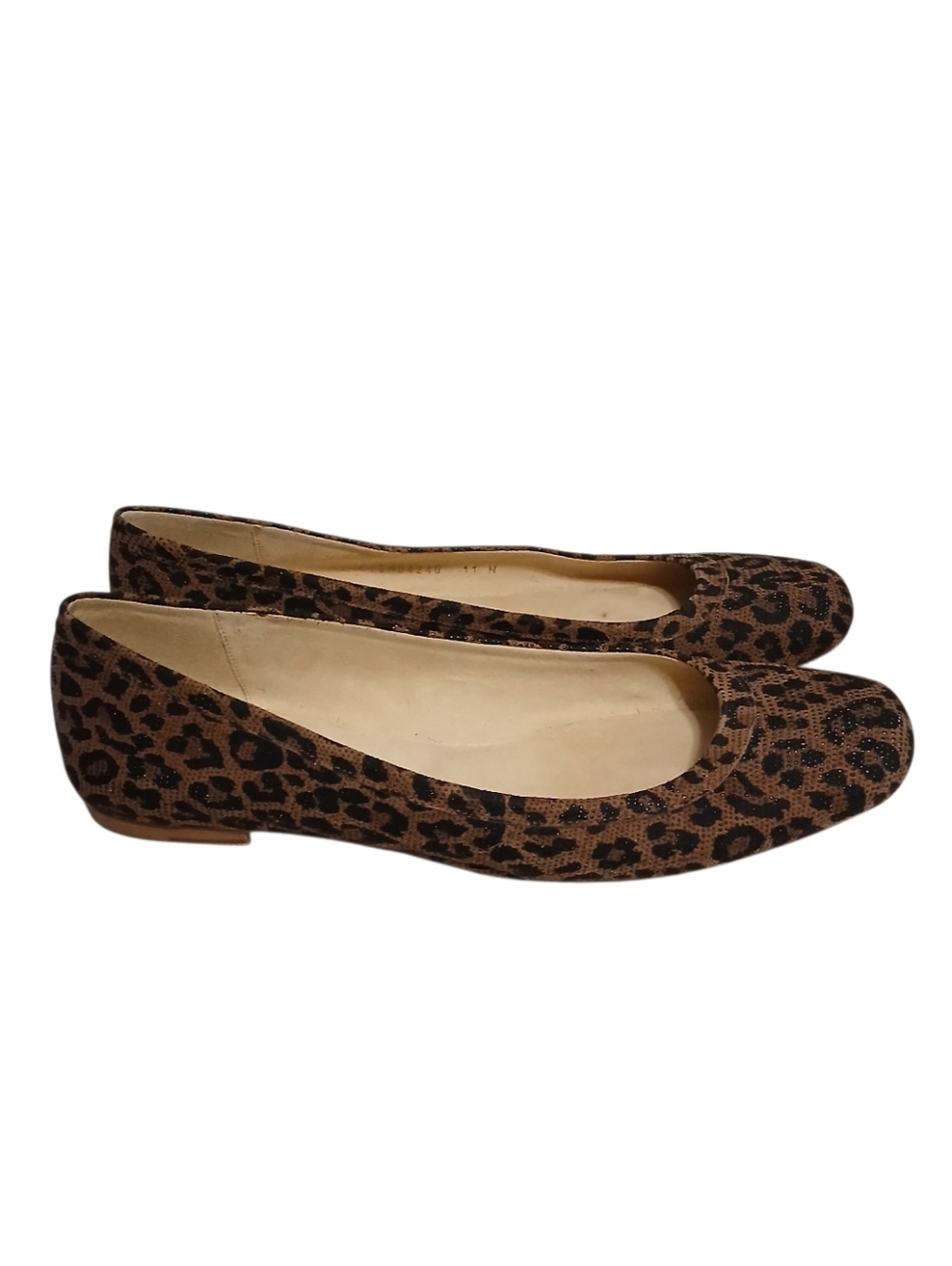 Stuart Weitzman | Square Toe Leopard Print Pebbled Ballet Flats Size 11N - Picture 6 of 13